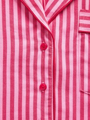 Gap X Summer Fridays Bright Pink/Red Relaxed Poplin Stripe Pyjama Shirt - Image 7 of 7