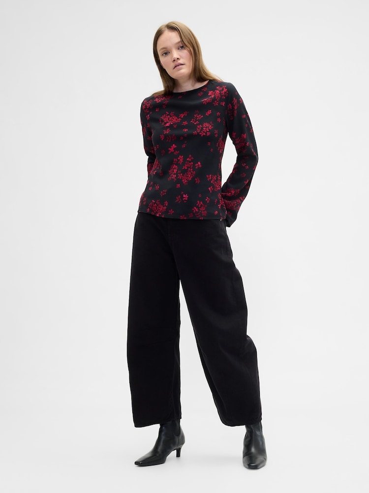 Gap Black Bell Sleeve Boatneck Top - Image 1 of 2