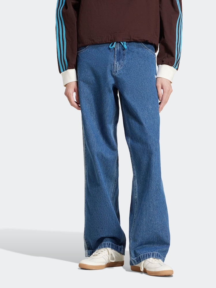 adidas Originals Denim Dark Blue Firebird 3-Stripe Jeans - Image 1 of 6 adidas Originals Denim Dark Blue Firebird 3-Stripe Jeans - Image 1 of 6