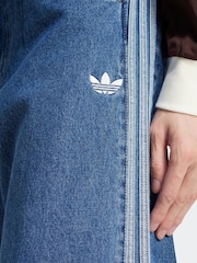 adidas Originals Denim Dark Blue Firebird 3-Stripe Jeans - Image 5 of 6