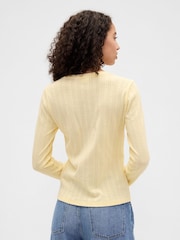 Gap Yellow Pointelle Button-Up Top - Image 2 of 5