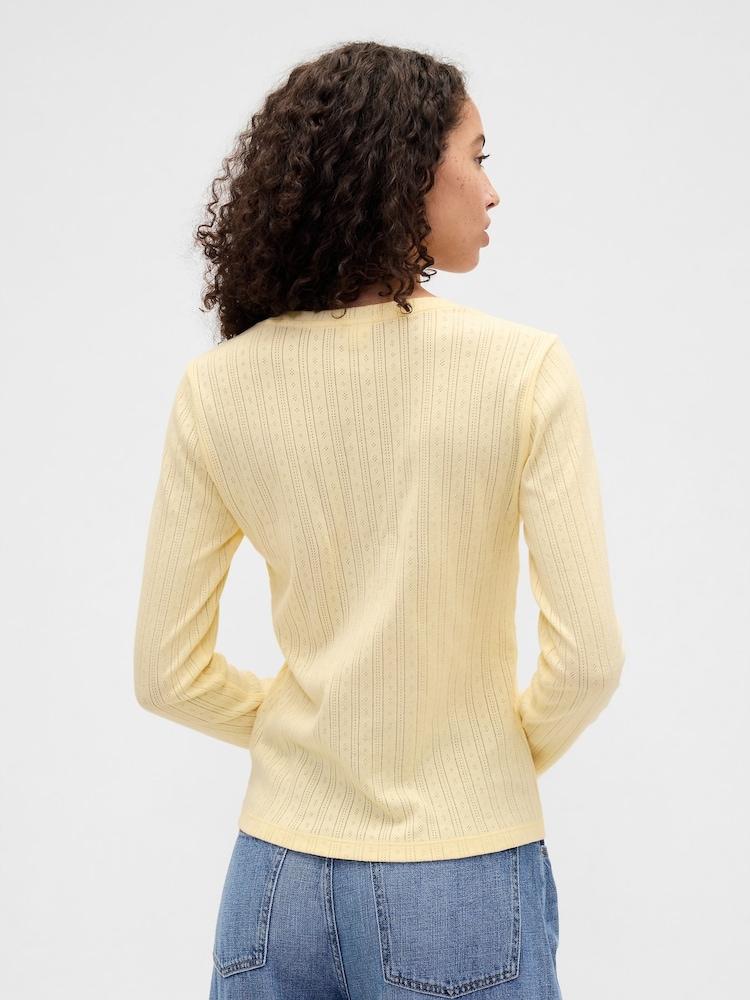 Gap Yellow Pointelle Button-Up Top - Image 2 of 5