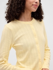 Gap Yellow Pointelle Button-Up Top - Image 4 of 5