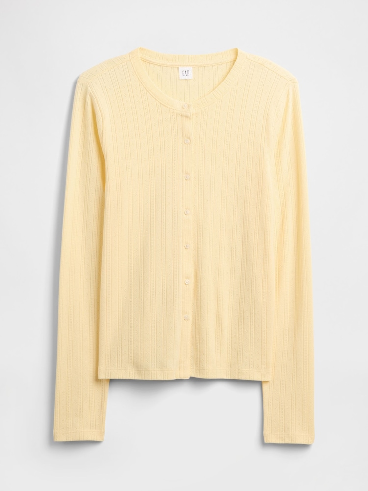 Gap Yellow Pointelle Button-Up Top - Image 5 of 5