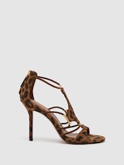Reiss Animal Roxanne Suede Leopard-Print Strappy Sandals - Image 2 of 6