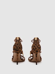 Reiss Animal Roxanne Suede Leopard-Print Strappy Sandals - Image 5 of 6