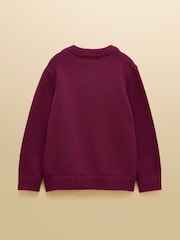 Joules Boys' Intarsia Purple Knit Jumper - Image 2 of 4