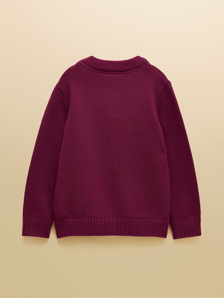 Joules Boys' Intarsia Purple Knit Jumper - Image 2 of 4 Joules Boys' Intarsia Purple Knit Jumper - Image 2 of 4