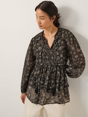 Monsoon Black Clara Dotwork Print Blouse - Image 1 of 4