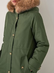 Monsoon Green Paula Faux Fur Parka Coat - Image 4 of 5
