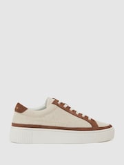 Reiss Natural/Tan Leanne Low-Top Platform Trainers - Image 1 of 5