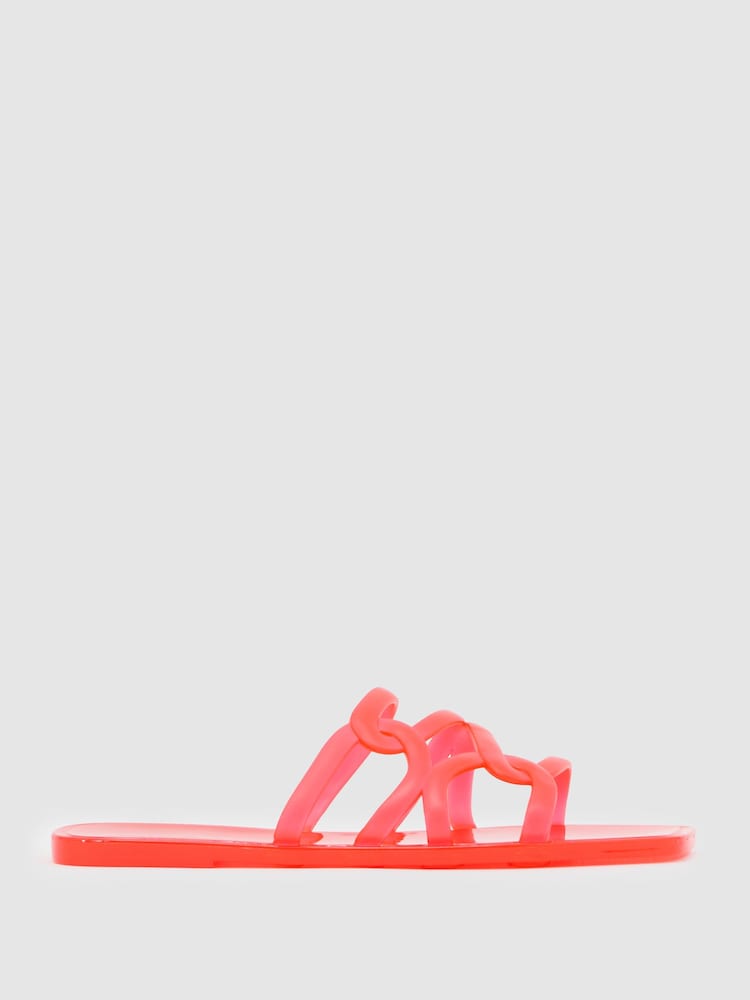 Reiss Pink Juliette Interlocking Jelly Slide Sandals - Image 1 of 5 Reiss Pink Juliette Interlocking Jelly Slide Sandals - Image 1 of 5