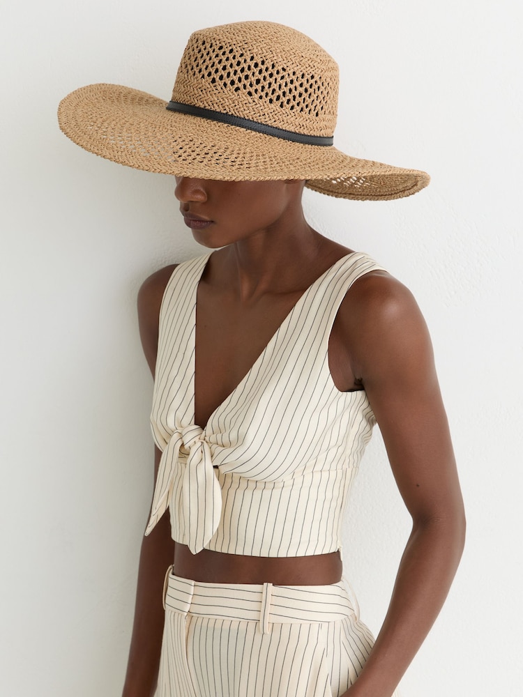 Reiss Natural Astrid Contrast-Trim Straw-Effect Hat - Image 5 of 5 Reiss Natural Astrid Contrast-Trim Straw-Effect Hat - Image 5 of 5
