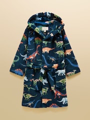 Joules Boys' Snug Navy Dino Dressing Gown - Image 1 of 5