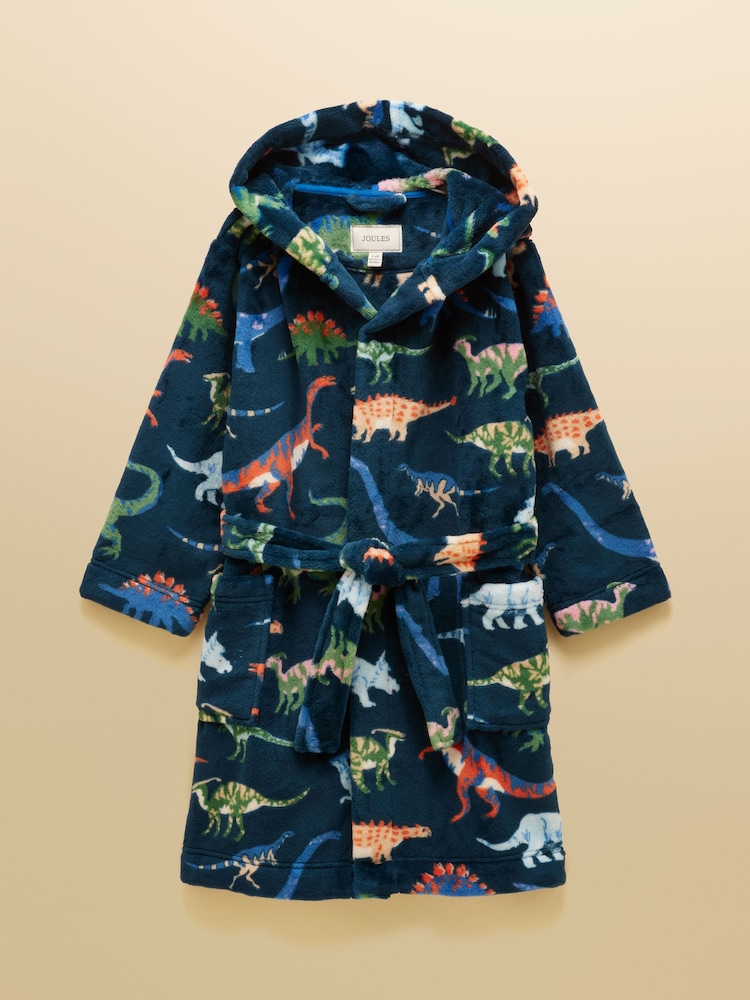Joules Boys' Snug Navy Dino Dressing Gown - Image 1 of 5 Joules Boys' Snug Navy Dino Dressing Gown - Image 1 of 5