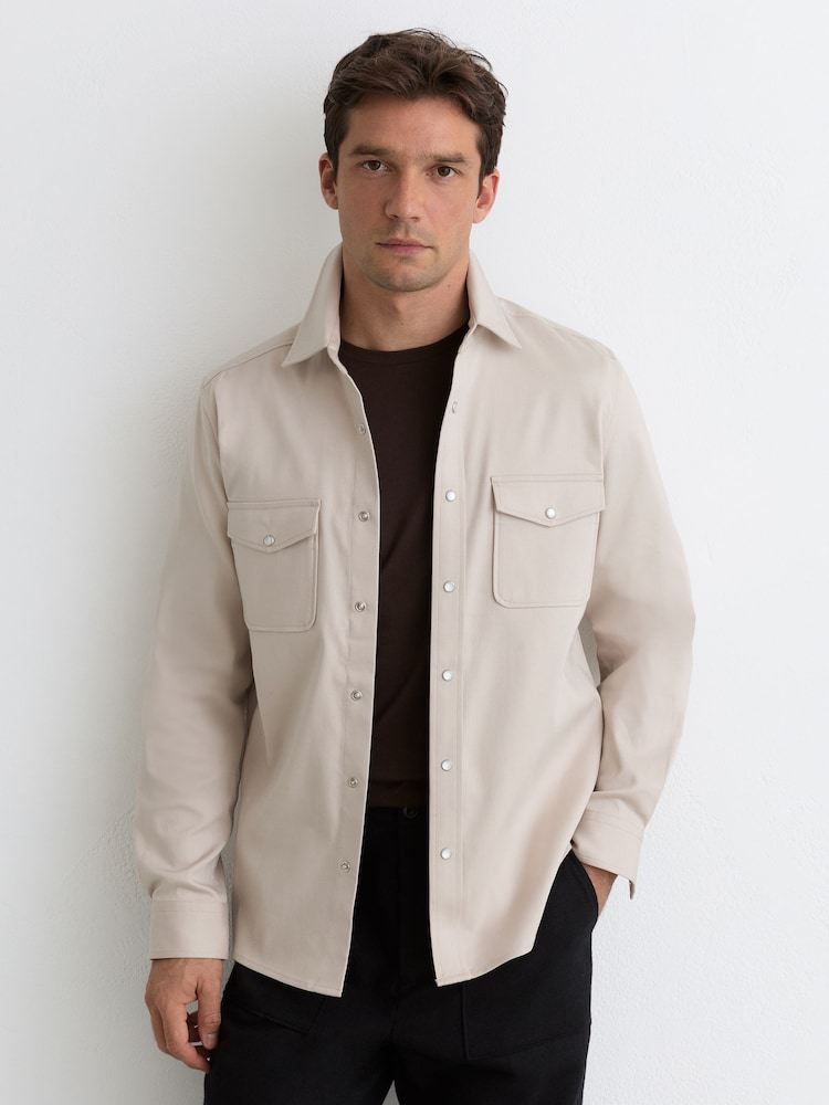 Reiss Stone Mcrae Twin-Pocket Overshirt with Stretch - Image 1 of 7