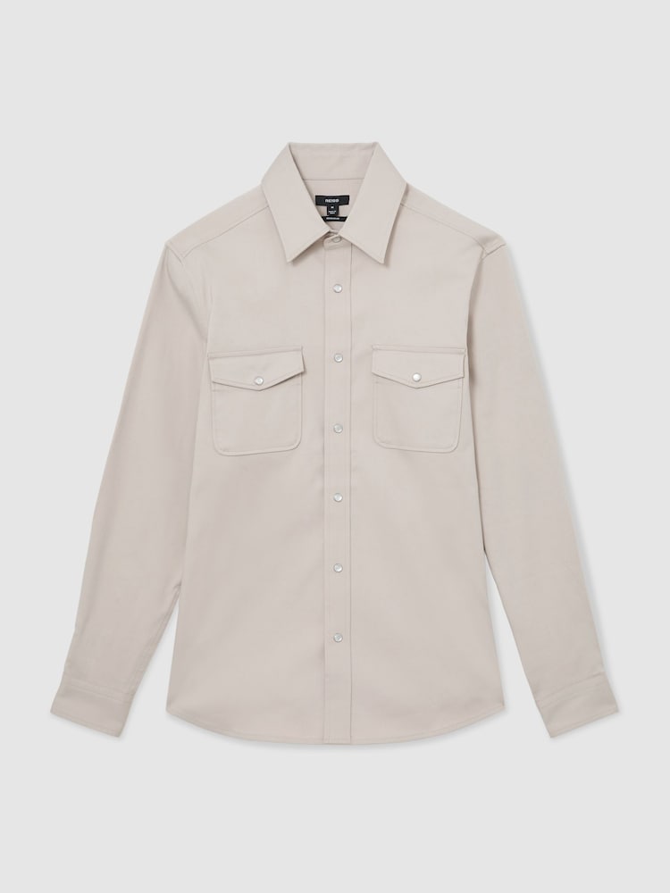 Reiss Stone Mcrae Twin-Pocket Overshirt with Stretch - Image 2 of 7