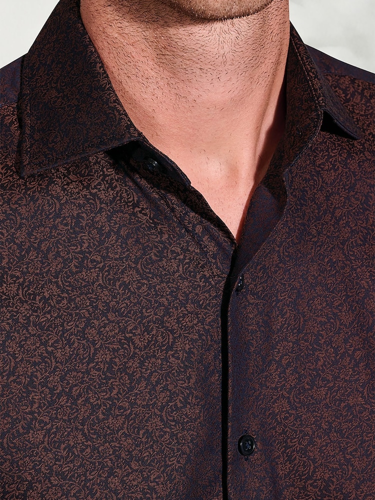 Brook Taverner Blue Cotton Jacquard Shirt - Image 2 of 5 Brook Taverner Blue Cotton Jacquard Shirt - Image 2 of 5
