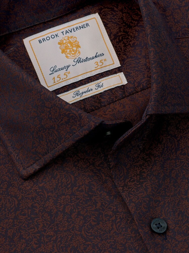 Brook Taverner Blue Cotton Jacquard Shirt - Image 5 of 5