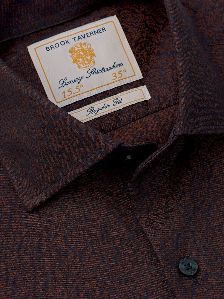 Brook Taverner Blue Cotton Jacquard Shirt - Image 5 of 5 Brook Taverner Blue Cotton Jacquard Shirt - Image 5 of 5
