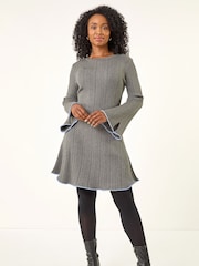 Roman Grey Petite Contrast Trim Knit Dress - Image 3 of 5