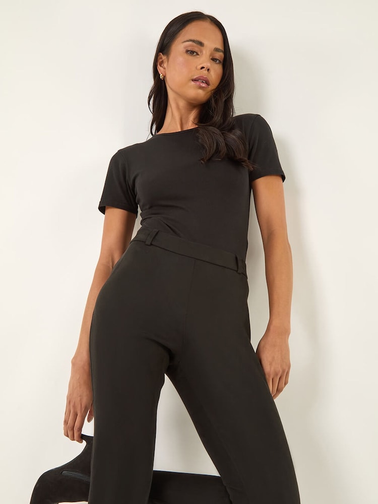 Roman Black Petite Suedette Stretch Denim Leggings - Image 1 of 5 Roman Black Petite Suedette Stretch Denim Leggings - Image 1 of 5