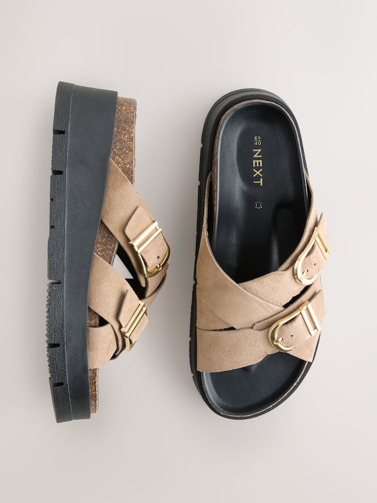 Beige - Plateausandalen mit Doppelschnallen - Bild 1 von 5