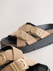 Beige Double Buckle Platform Sandals - Image 7 of 8