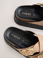 Beige Double Buckle Platform Sandals - Image 8 of 8