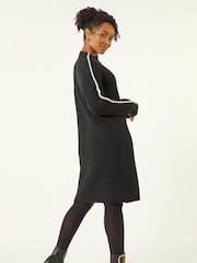 Roman Black Petite Ribbed Knitted Dress - Image 3 of 5