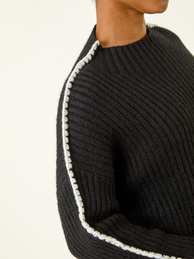 Roman Black Petite Ribbed Knitted Dress - Image 5 of 5 Roman Black Petite Ribbed Knitted Dress - Image 5 of 5
