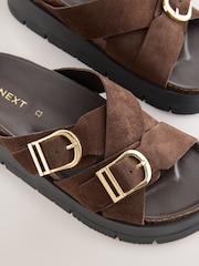Czekoladowy brąz - Double Buckle Platform Sandals - Obraz 8 z 9