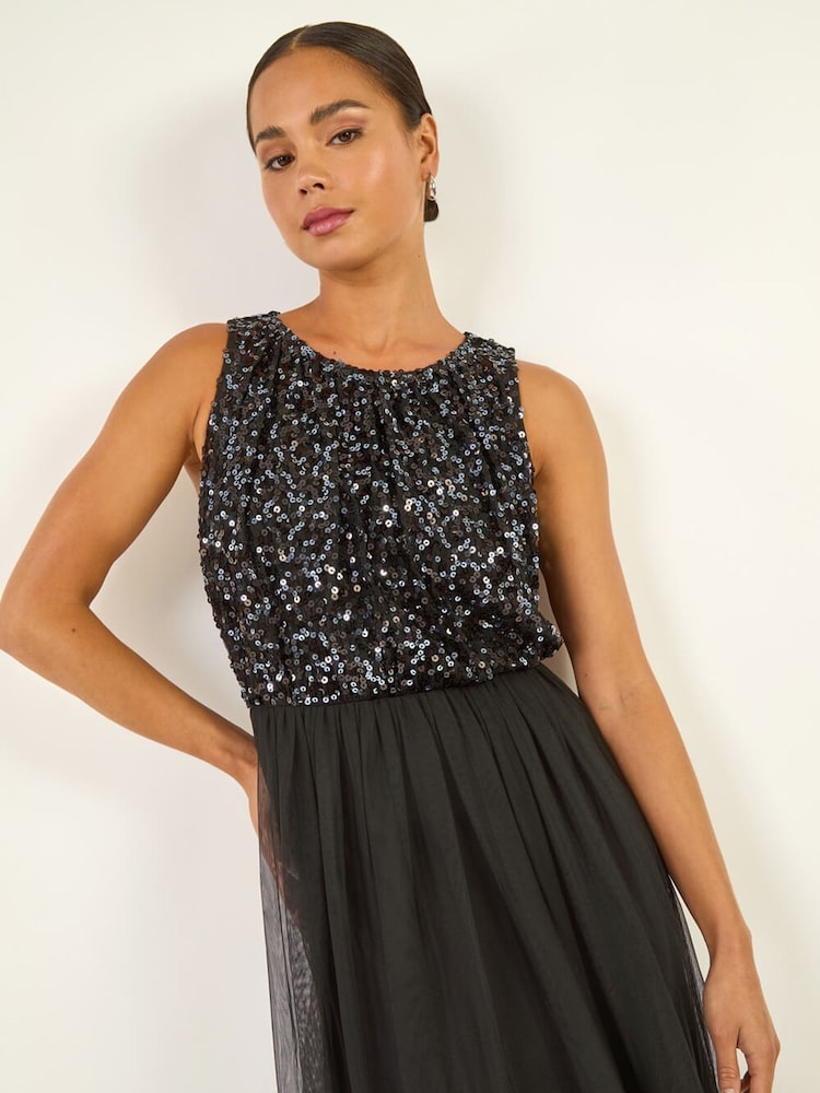 Roman Petite Contrast Sequin Mesh Dress - Slika 1 iz 5