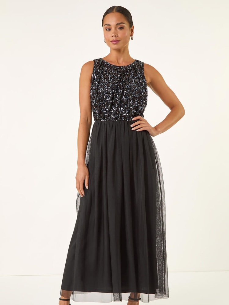 Roman Petite Contrast Sequin Mesh Dress - Slika 2 iz 5