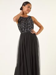 Roman Petite Contrast Sequin Mesh Dress - Slika 4 iz 5