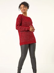 Roman Red Petite Metallic Contrast Knit Jumper - Image 2 of 5