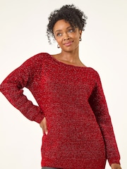 Roman Red Petite Metallic Contrast Knit Jumper - Image 4 of 5