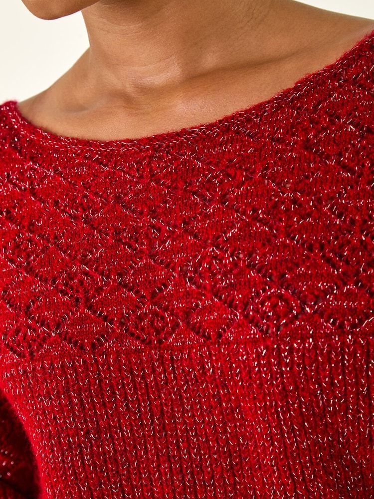 Roman Red Petite Metallic Contrast Knit Jumper - Image 5 of 5 Roman Red Petite Metallic Contrast Knit Jumper - Image 5 of 5