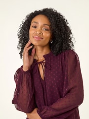 Roman Red Petite Frill Tie Front Lace Dress - Image 4 of 5
