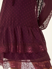 Roman Red Petite Frill Tie Front Lace Dress - Image 5 of 5