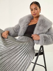 Roman Chrome Metallic Petite Pleated Skirt - Image 2 of 5
