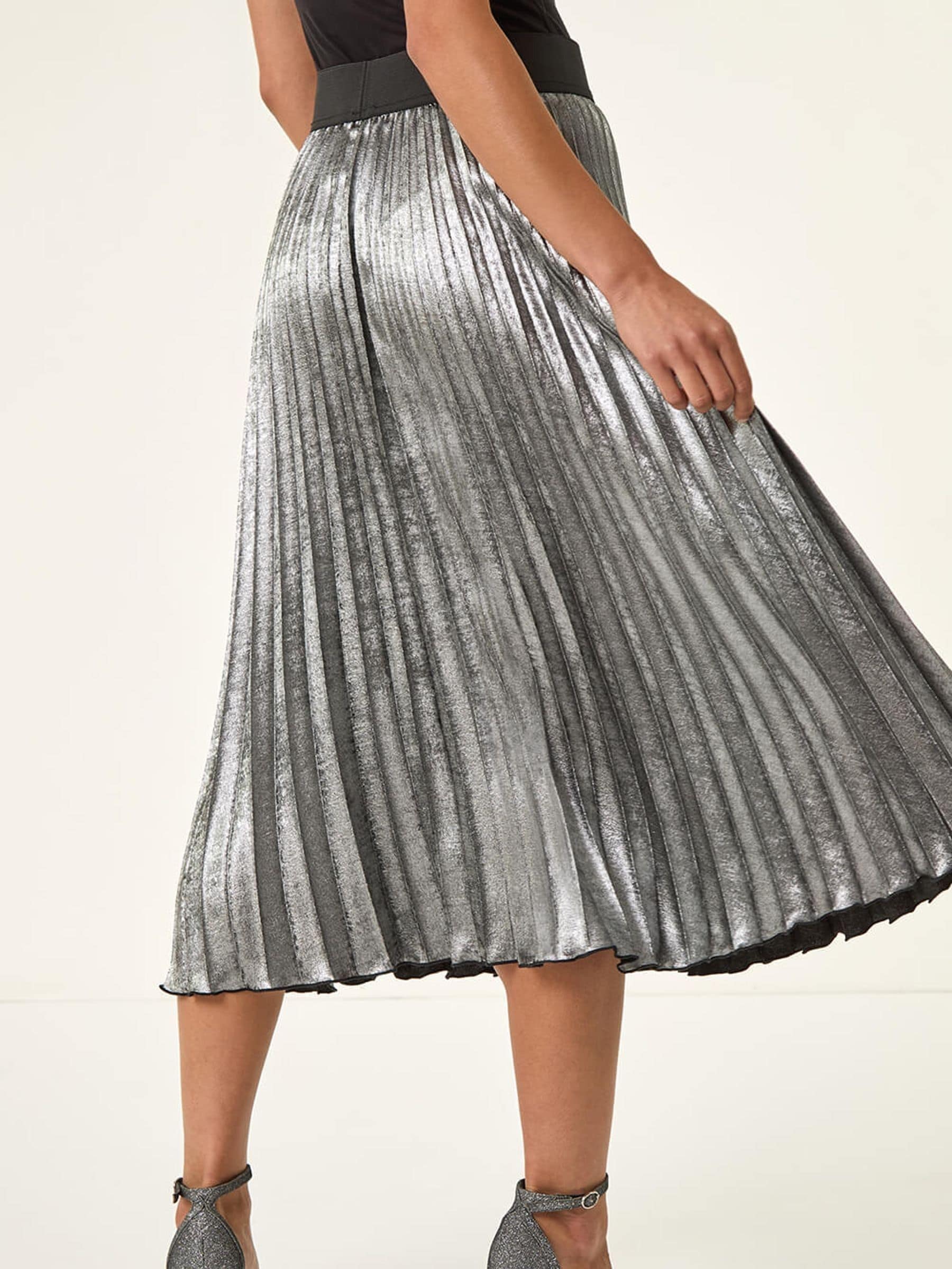 Buy Roman Chrome Metallic Petite Pleated Skirt from Next USA