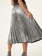 Roman Chrome Metallic Petite Pleated Skirt - Image 3 of 5
