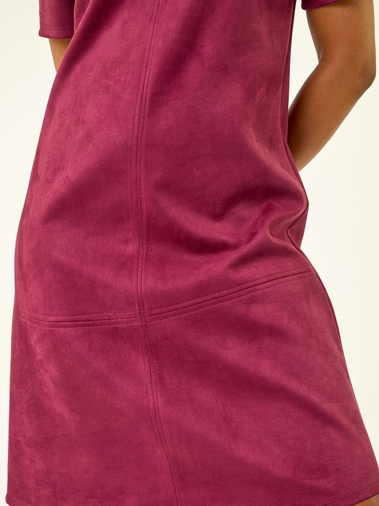 Roman Red Petite Premium Stretch Suede Shift Dress - Image 5 of 5 Roman Red Petite Premium Stretch Suede Shift Dress - Image 5 of 5