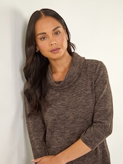 Roman Brown Petite Petite Brushed Knit Wrap Blouse - Image 2 of 5