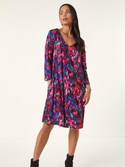 Roman Red Petite V-Neck Swing Dress - Image 1 of 5