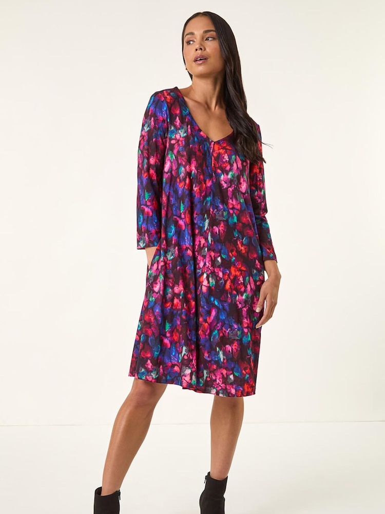 Roman Red Petite V-Neck Swing Dress - Image 1 of 5