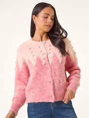 Roman Pink Petite Bobble Buttoned Knit Cardigan - Image 1 of 5