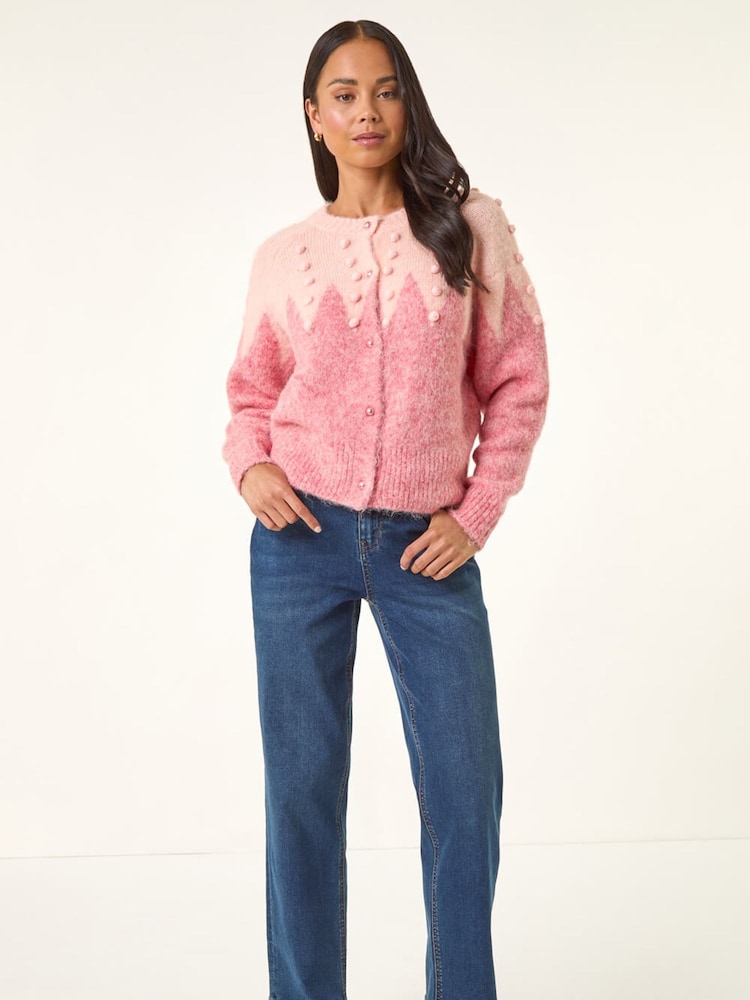 Roman Pink Petite Bobble Buttoned Knit Cardigan - Image 2 of 5