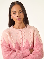Roman Pink Petite Bobble Buttoned Knit Cardigan - Image 4 of 5